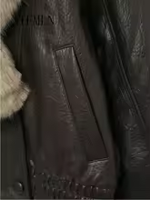 2026 Women’s Winter Loose Faux Leather Jacket – Fashionable Double-Breasted Coat